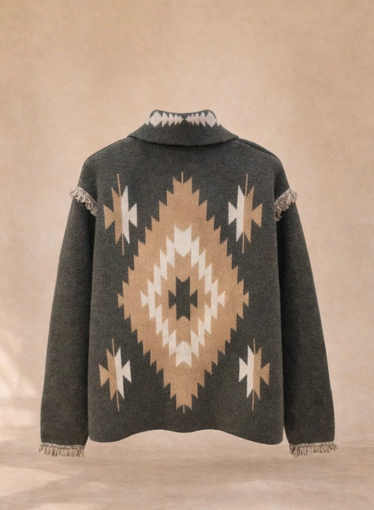 Cardigan Aztèque Olive