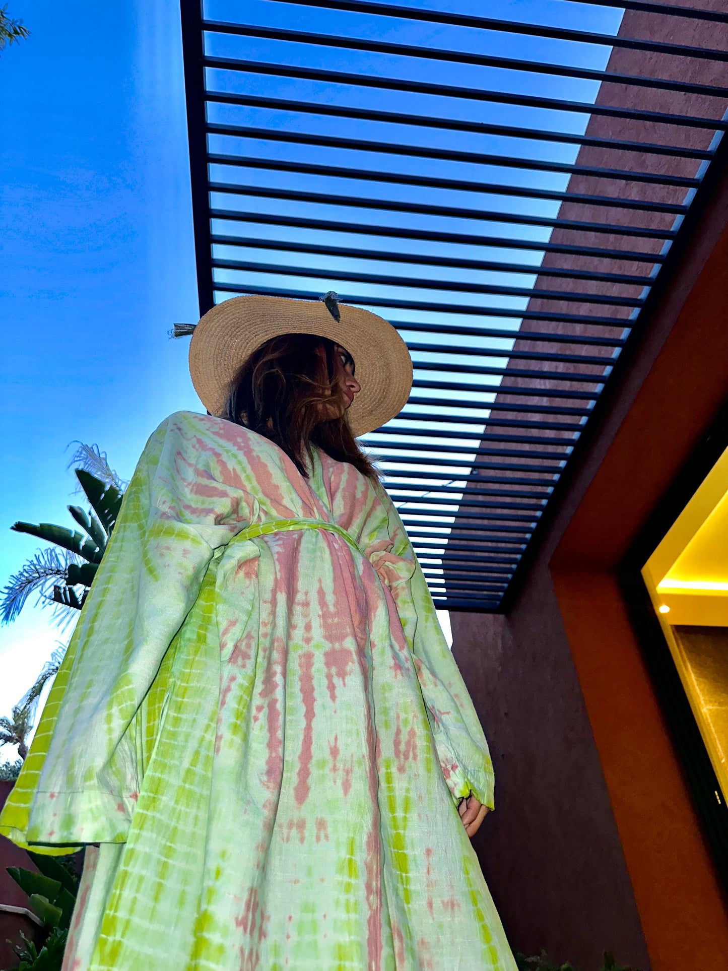 Kimono To-Dye Vert/Rose
