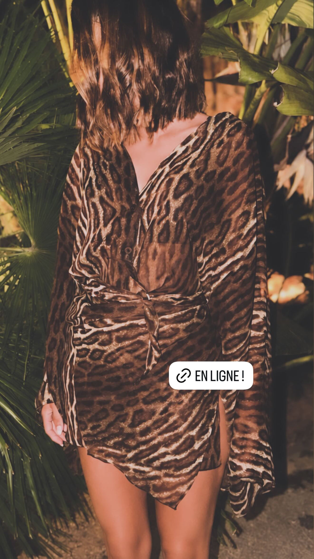 Robe asymétrique Crêpe Léopard
