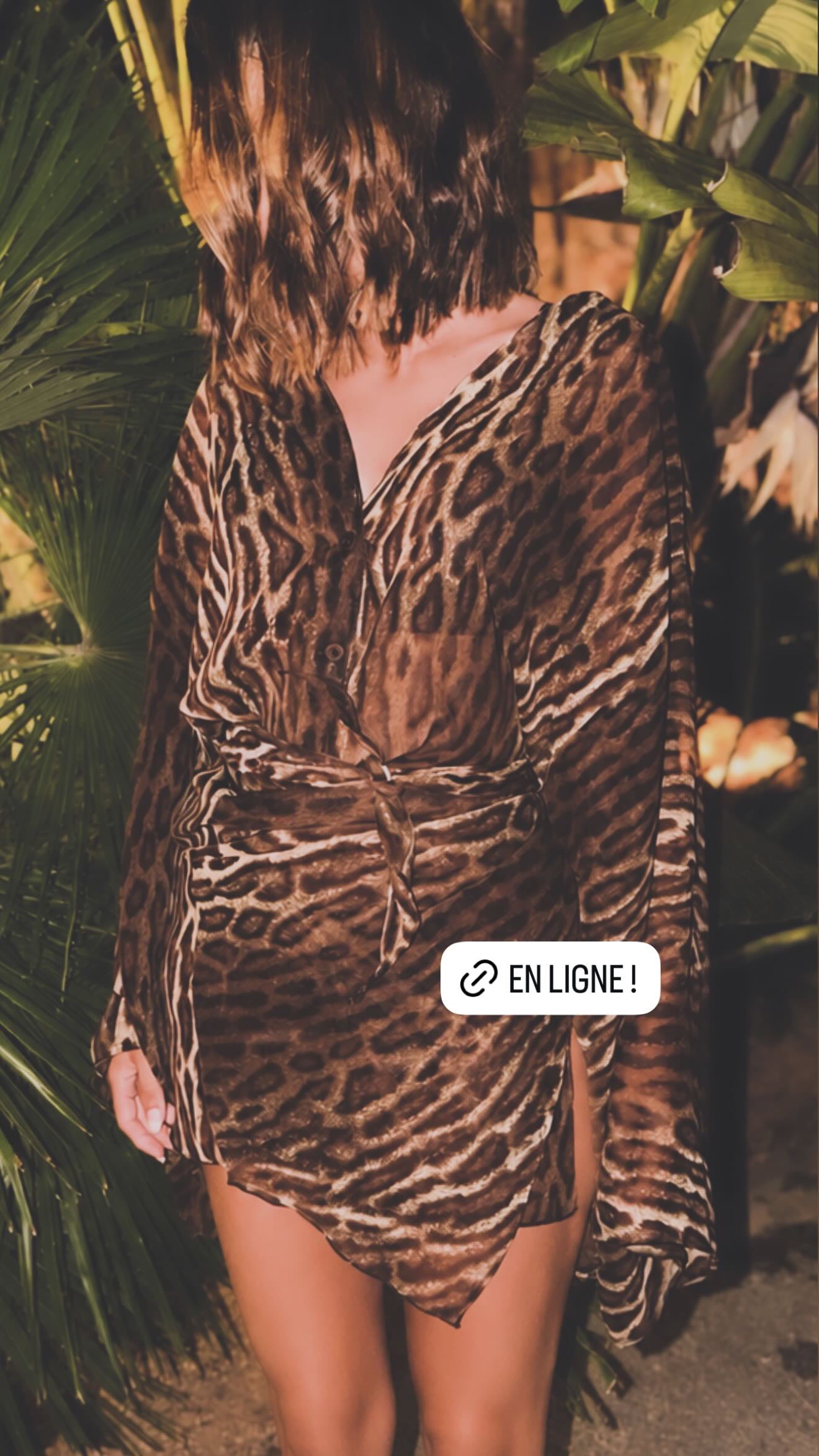 Robe asymétrique Crêpe Léopard