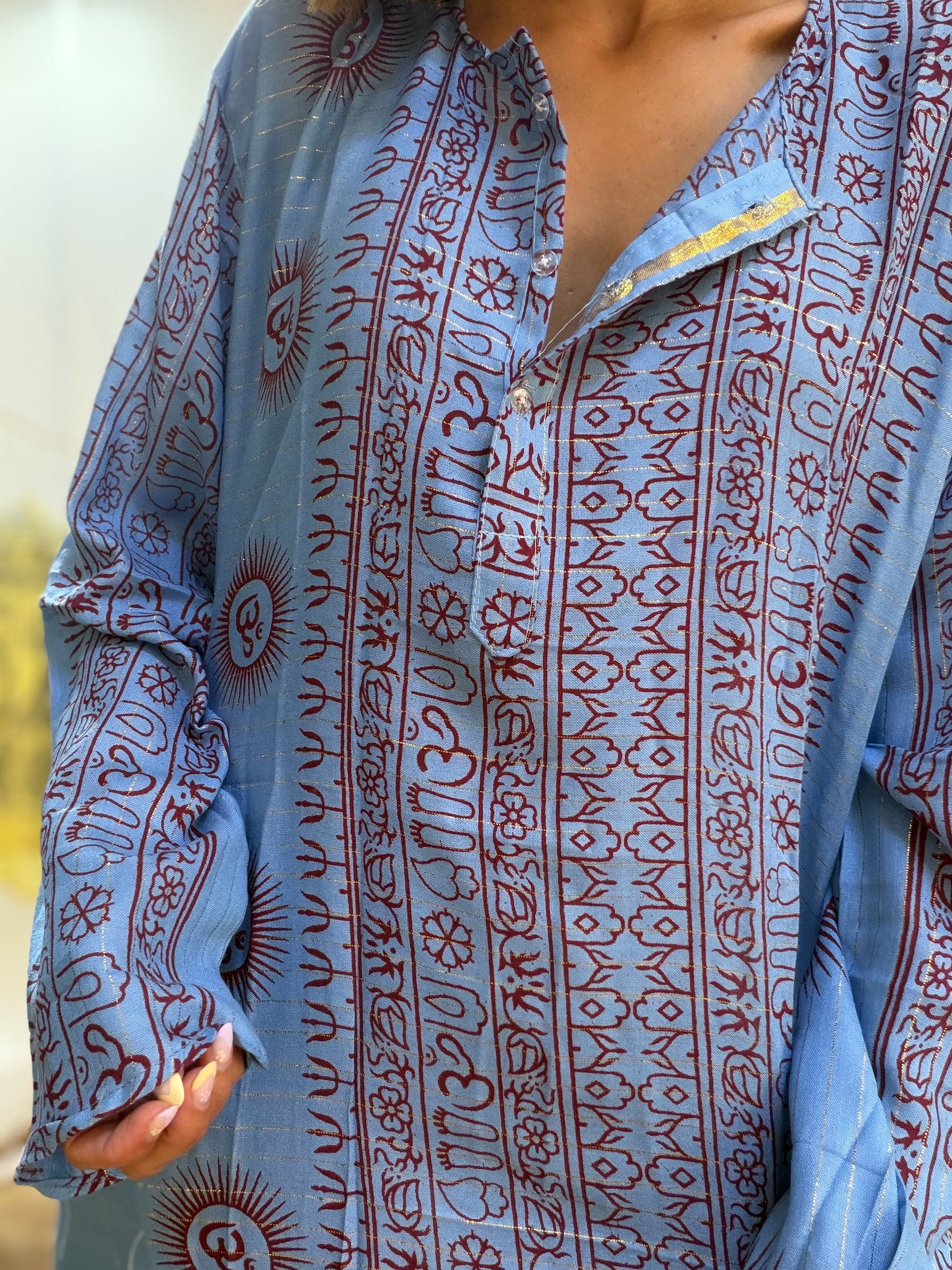 Tunique OM Azur Lurex Or