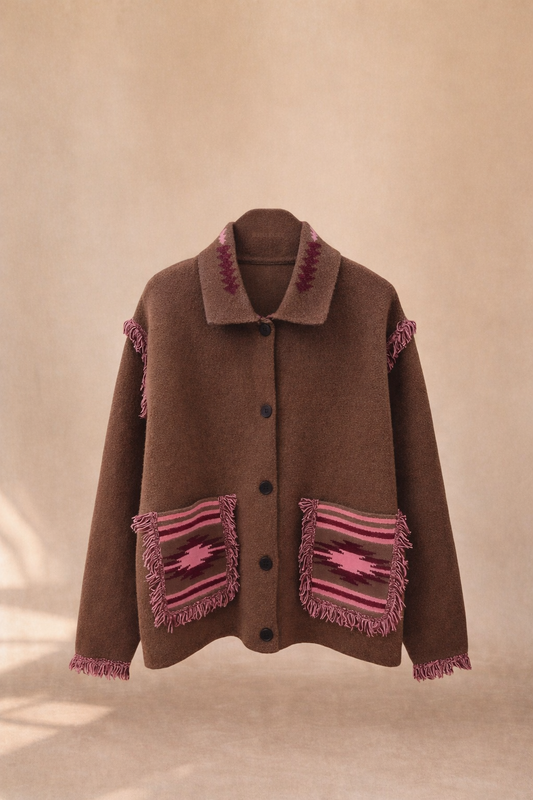 Cardigan Western Aztèque Choco