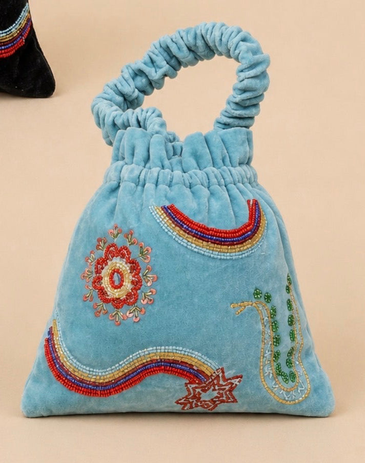 Sac Bourse Velvet Ciel