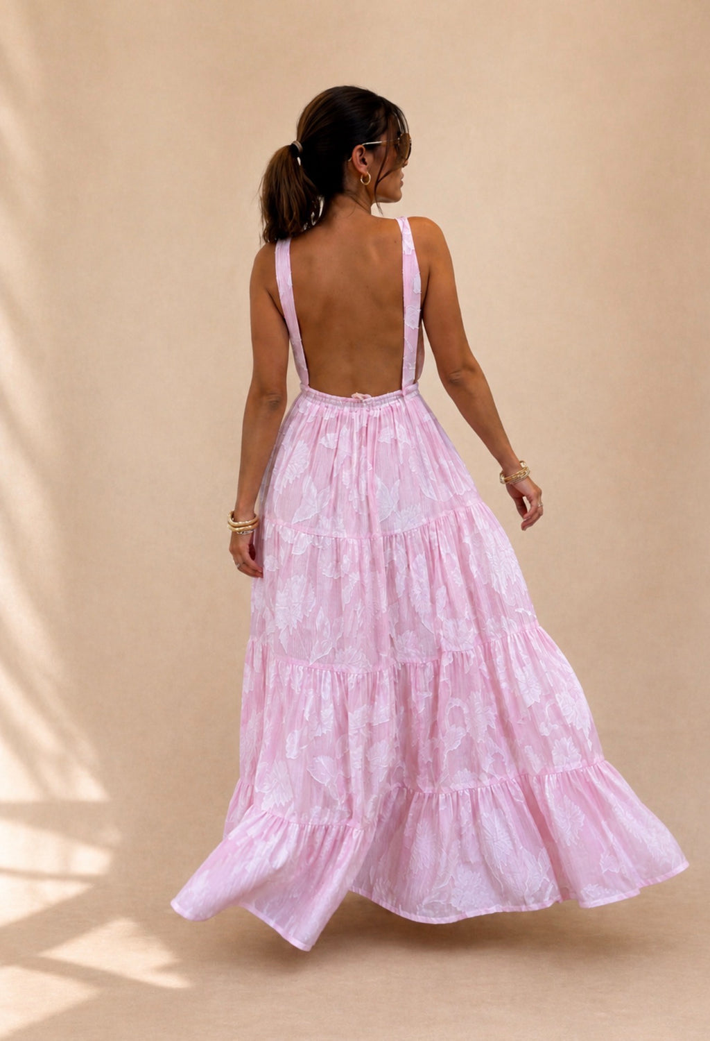 Robe Longue LEAF rose