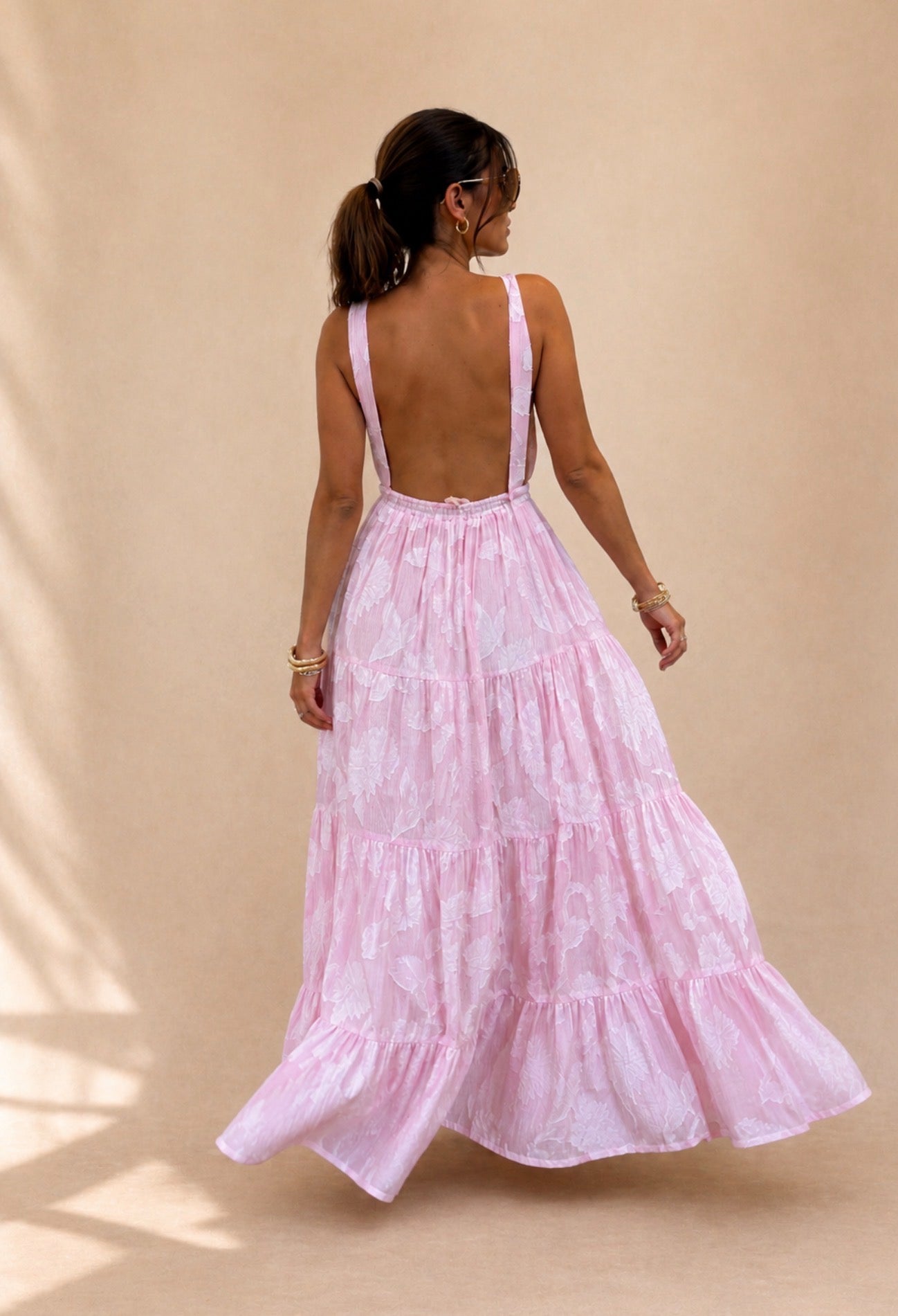 Robe Longue LEAF rose