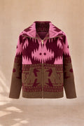 Gilet Zip Western Aztèque Choco-Pink
