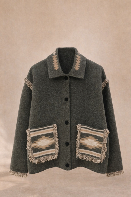 Cardigan Aztèque Olive